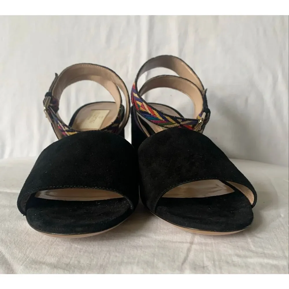NEW IN BOX VALENTINO Native Couture EMBROIDERED ankle STRAP suede city SANDALS S
